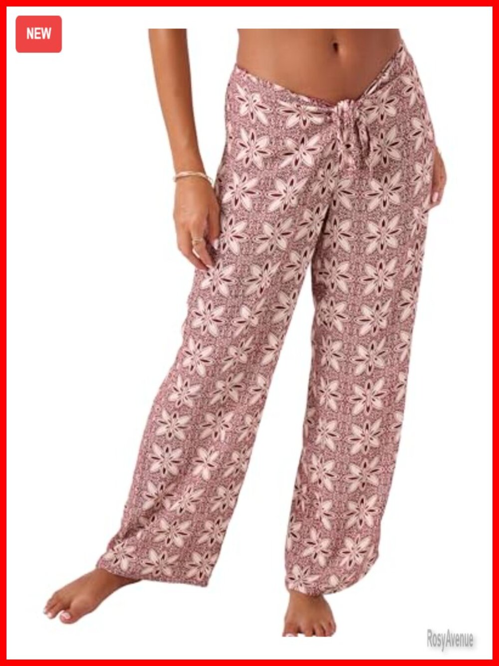 Batik Tie Front Cover Up Wide Leg Linen Blend Beach Pants